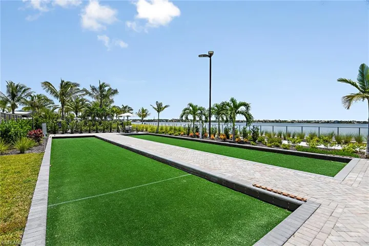 View of community with a water view