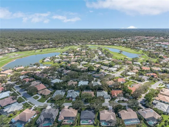 Bird's eye view featuring a water view and a residential view