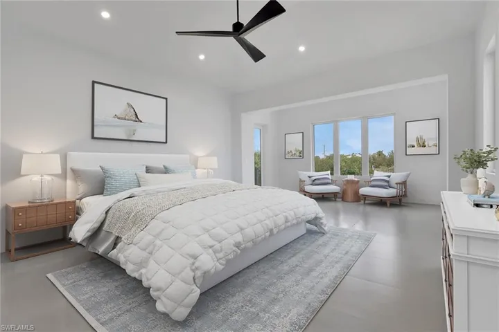 Virtually staged primary bedroom