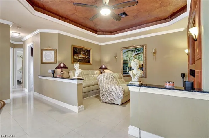 Welcome area with visible vents and ceiling fan