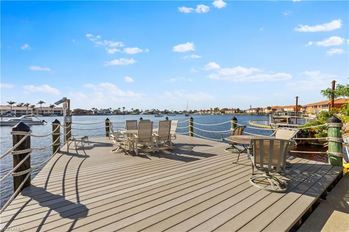Dock area featuring a deck with water view