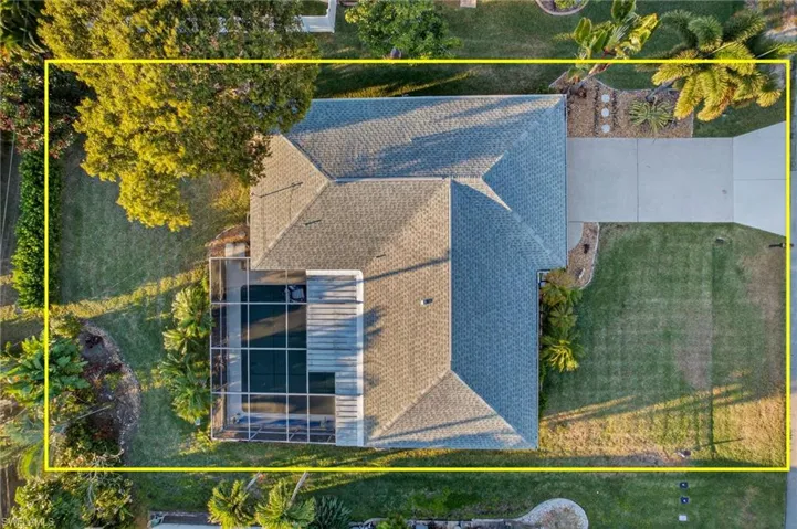 View from above of property with property boundaries highlighted