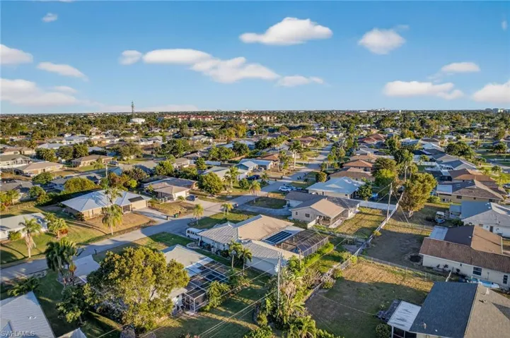Aerial perspective of suburban area