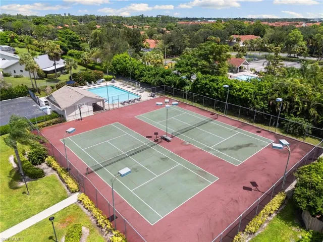Drone / aerial view of a pool area