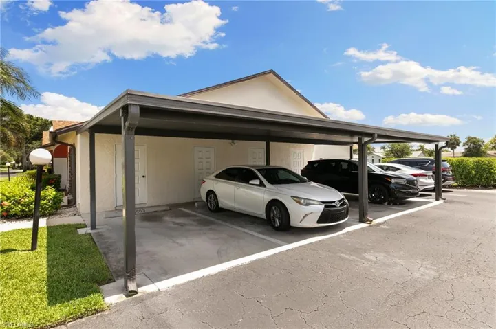 View of covered parking lot