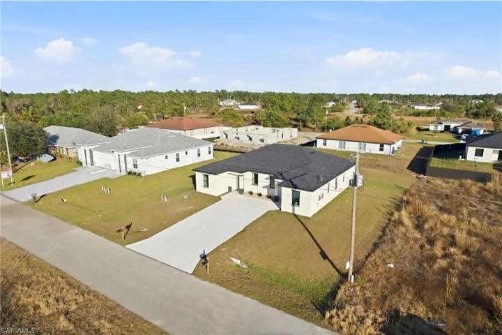 Aerial perspective of suburban area