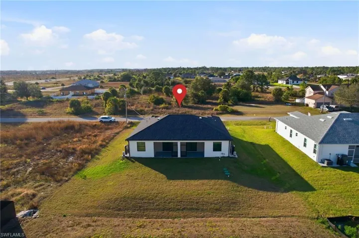 Aerial perspective of suburban area