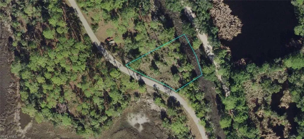 Aerial Map. Outlining the property boundaries within a natural landscape