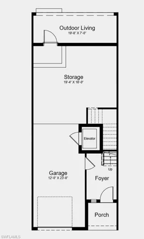 Lower Level Floor Plan - Additional Highlights Include: washer, dryer, refrigerator, Cafe appliances, screened balcony, wood shelving at pantry and linen closets, acrylic sealed garage floor, and oak stair treads