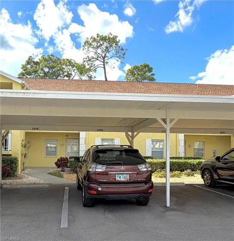 View of covered parking lot