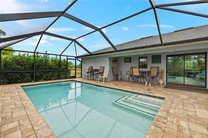 Pool area has plenty of under truss space for seating out of the sun.