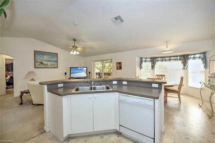 Kitchen view with the kitchen nook bay window view.