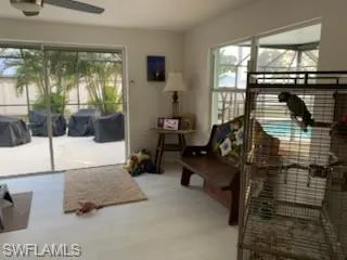 Living area with light/fan