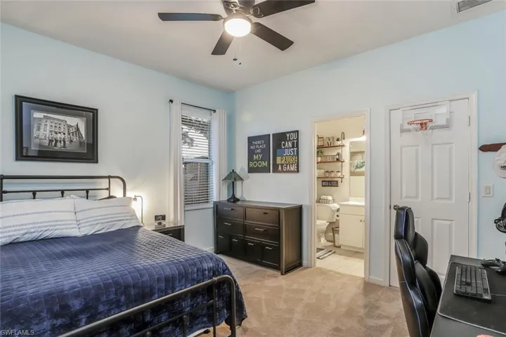 #4 En Suite Bedroom with Brand new Carpet, ceiling fan, and ensuite bathroom