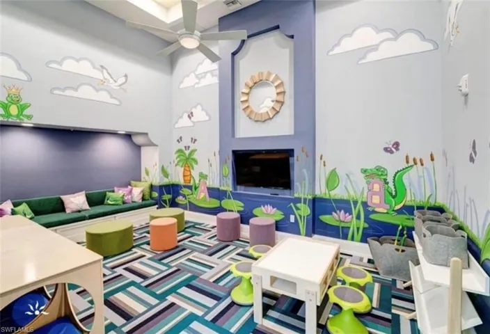 Playroom with ceiling fan