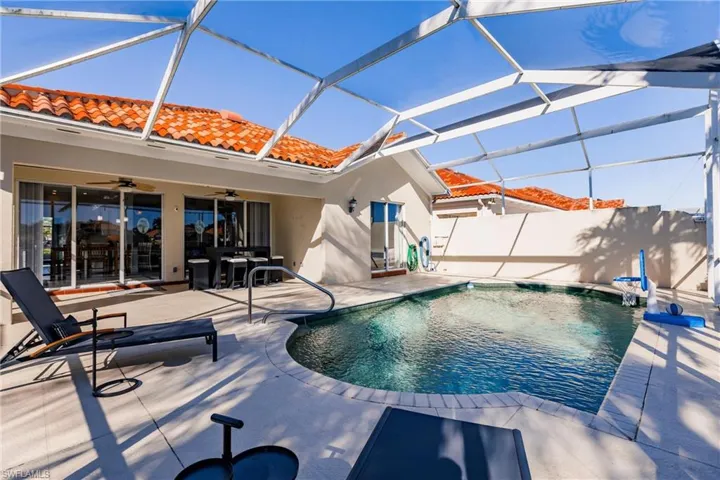 Pool deck has room for lounging too.