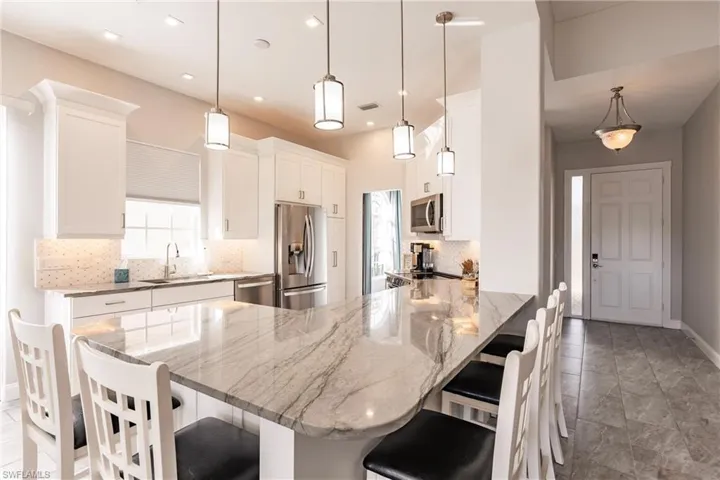 Counter dining in this remodeled kitchen.