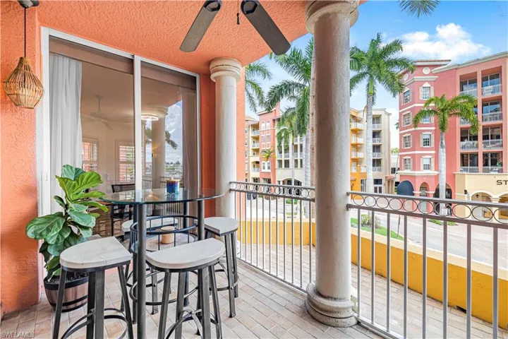 Balcony with a ceiling fan