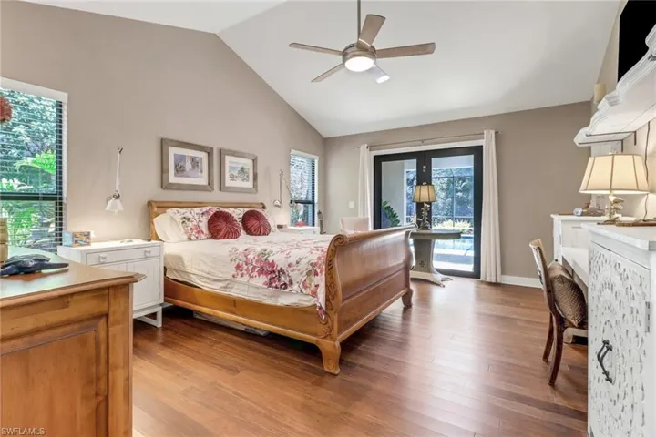 Primary Bedroom, Cathedral Ceilings Hurricane Impact French Doors & Windows