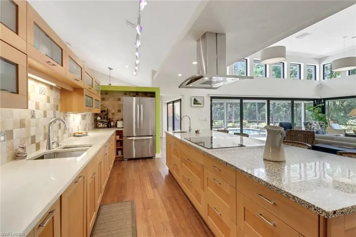Kitchen, highlighting the storage of the island and the coffee bar