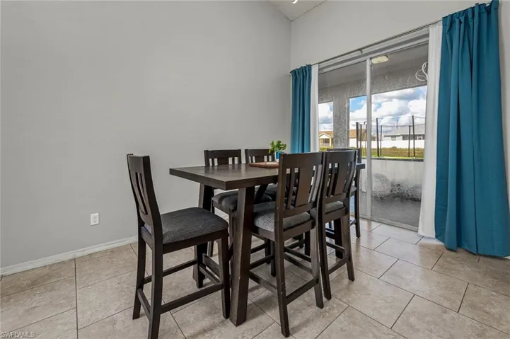 View of tiled dining area