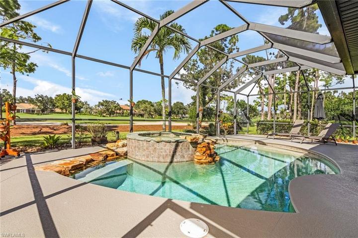 Beautiful golf course view from this pool area.