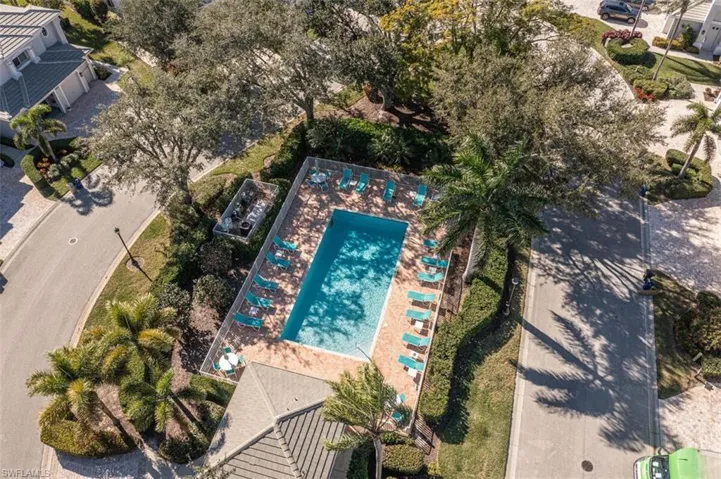 Aerial view of a pool