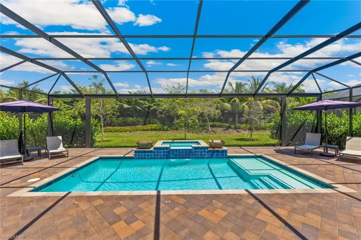 gas heated pool and spa with fountains