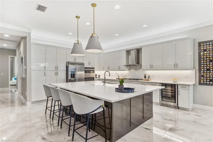 massive kitchen island for optimal seating and entertaining