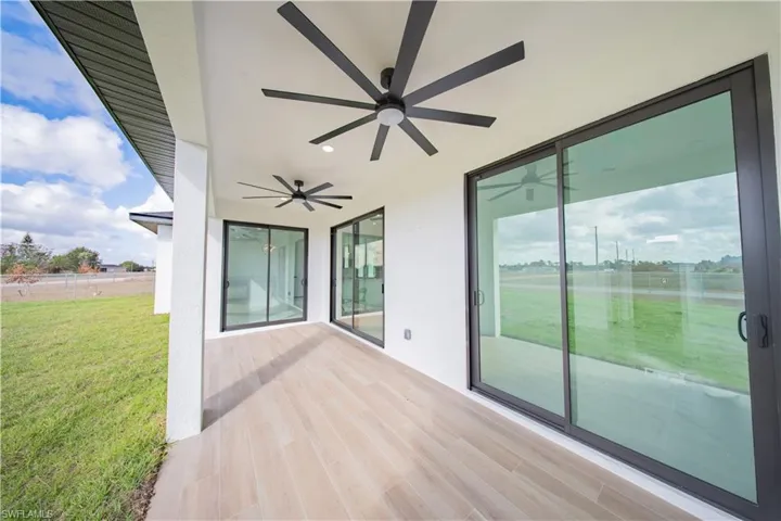 View of patio / terrace featuring a ceiling fan