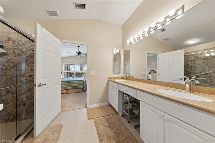 Main Bathroom with updated Shower and large Walk-in closet