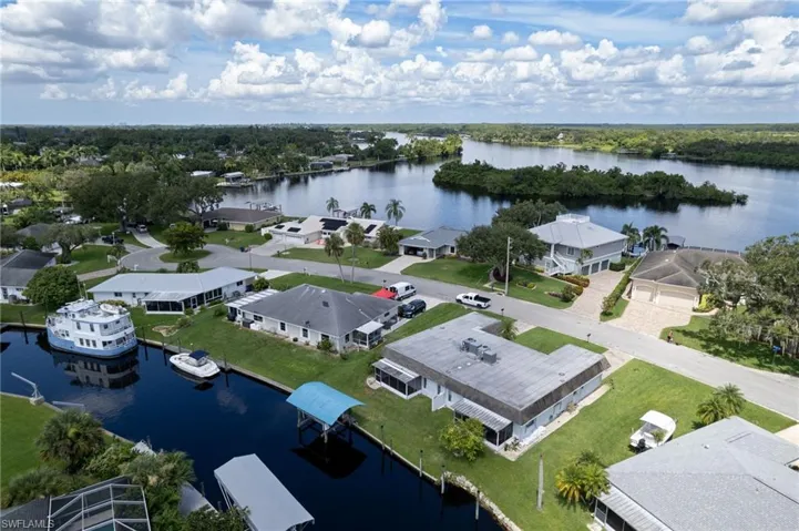 Bird's eye view of a nearby body of water