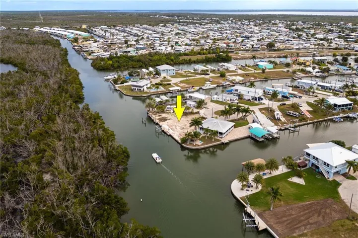 Aerial perspective of property facing mangroves