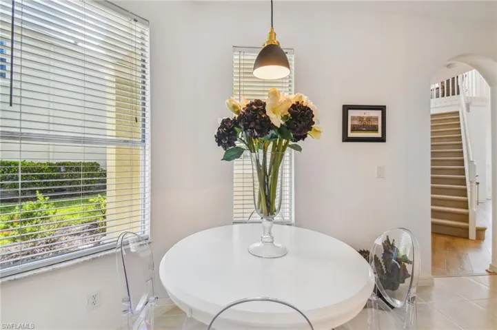 Dining room featuring light tile patterned floors
