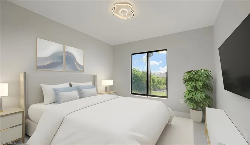 Bedroom with tile patterned flooring
