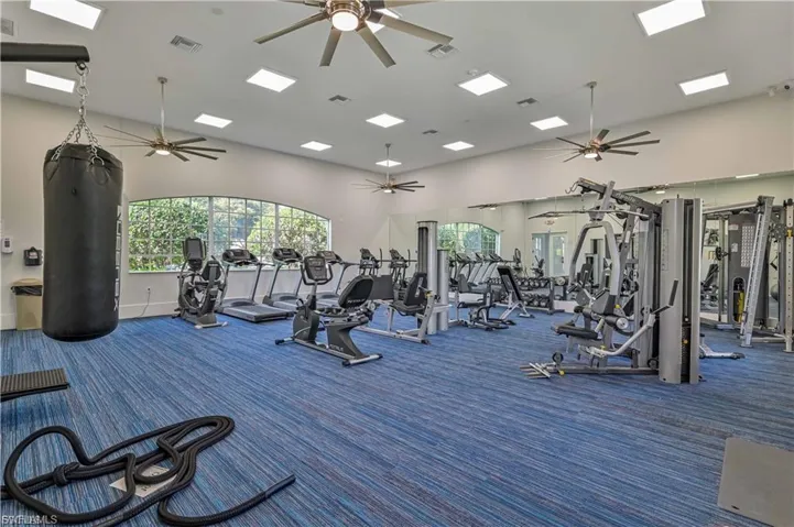 Gym with a high ceiling
