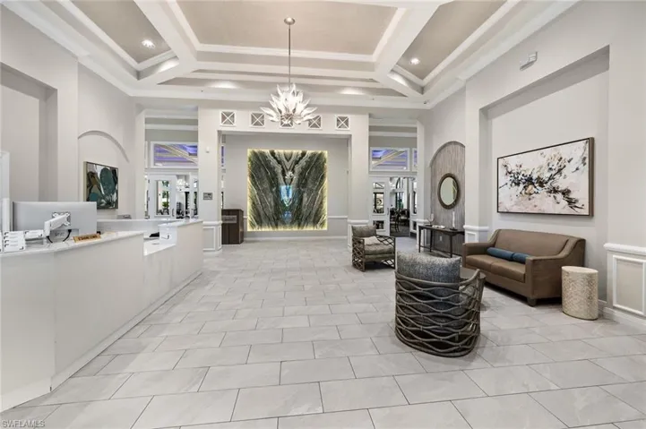 The lobby in the Legends Clubhouse.