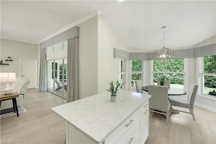 Kitchen looking into Living and dining areas