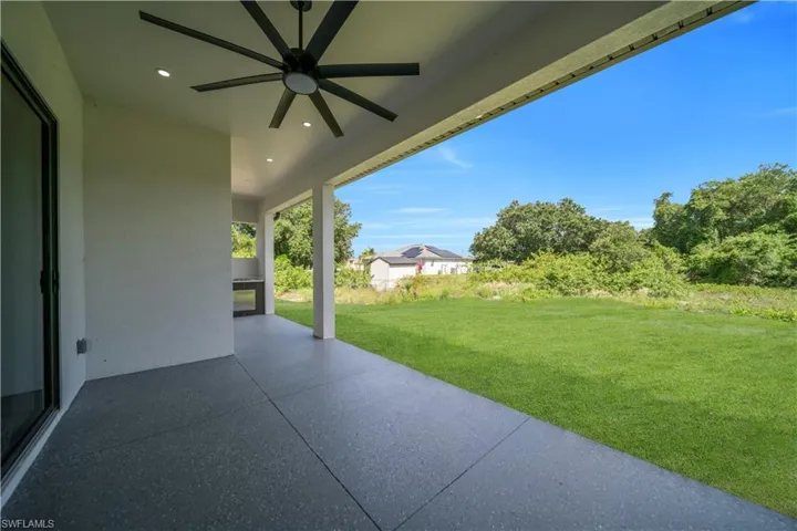 View of patio / terrace featuring ceiling fan
