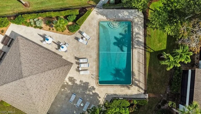 Drone / aerial view of a pool area