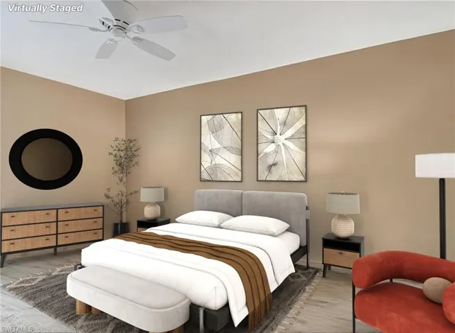 Bedroom with a ceiling fan