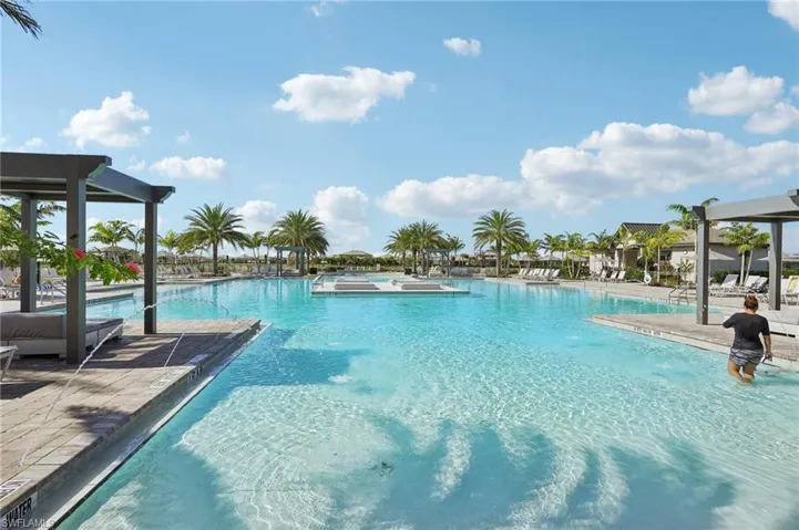 Pool with a patio area