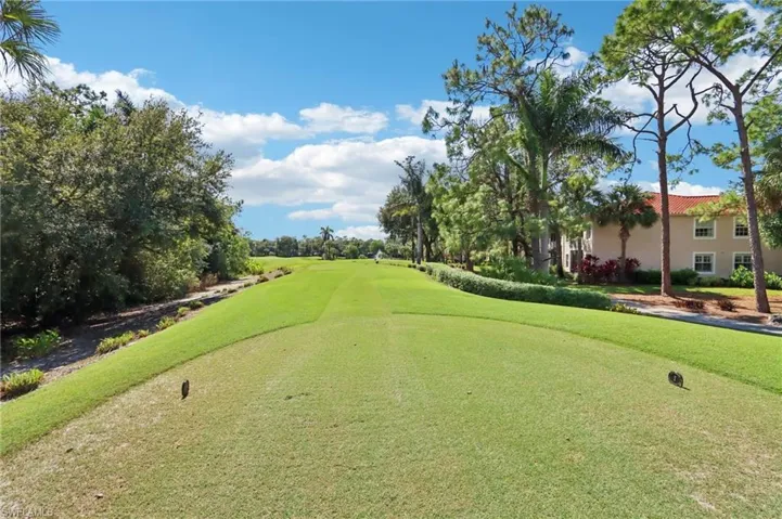 View of community featuring golf course view and view of scattered trees