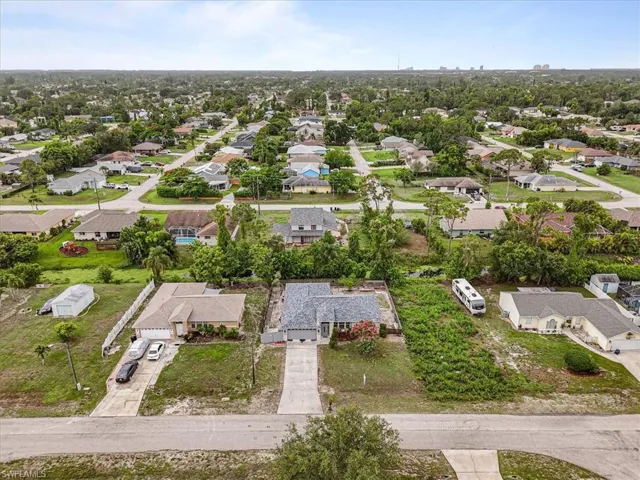 Aerial perspective of suburban area