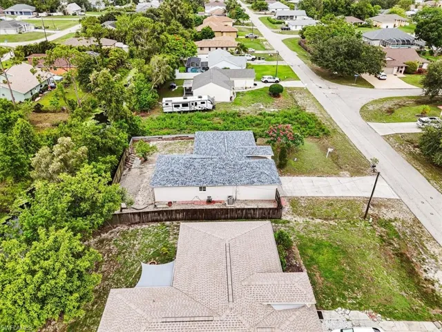 Aerial perspective of suburban area