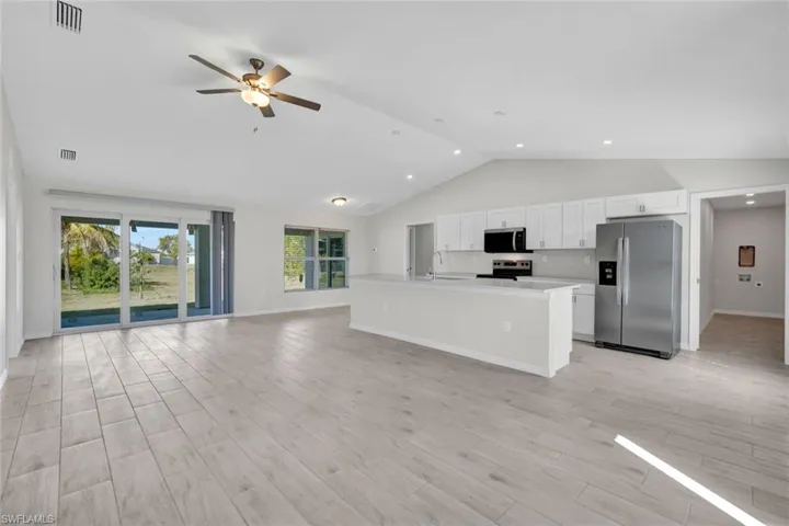 Kitchen, Living and Dining Areas