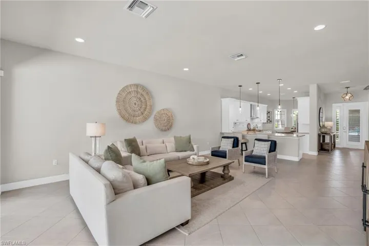 Tiled living room with sink