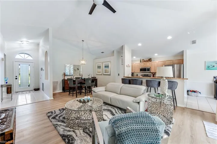 Neutral paint and vaulted ceiling