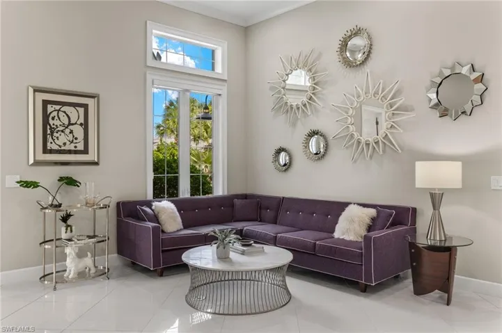 Living room featuring tile patterned floors