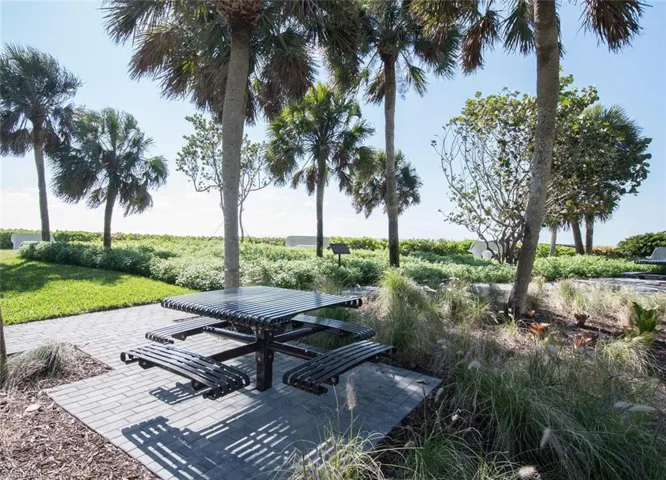 Picnic table looks out to Gulf of Mexico.